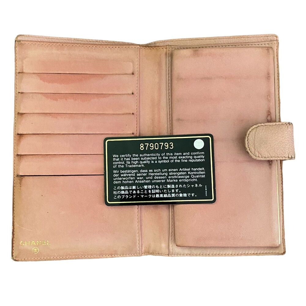 Chanel CC Pink Caviar Leather Bifold Snap Wallet Authentic - Picture 8 of 12